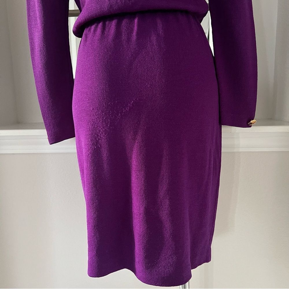 ST. JOHN Couture Purple Sweater Dress, New, Size 8 - Picture 9 of 14